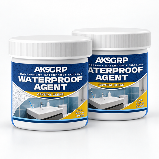 Pack of two AKSGRP Transparent Waterproof Agent containers.
