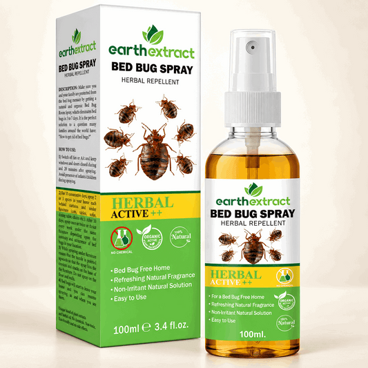Earthextract Bed Bug Spray Herbal Repellent 100 ml bottle with product box