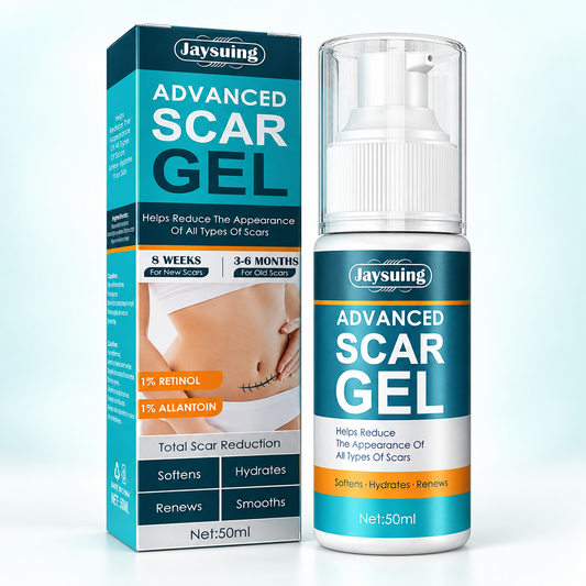 Jaysuing Advanced Scar Gel 50 ml pump bottle with outer carton.
