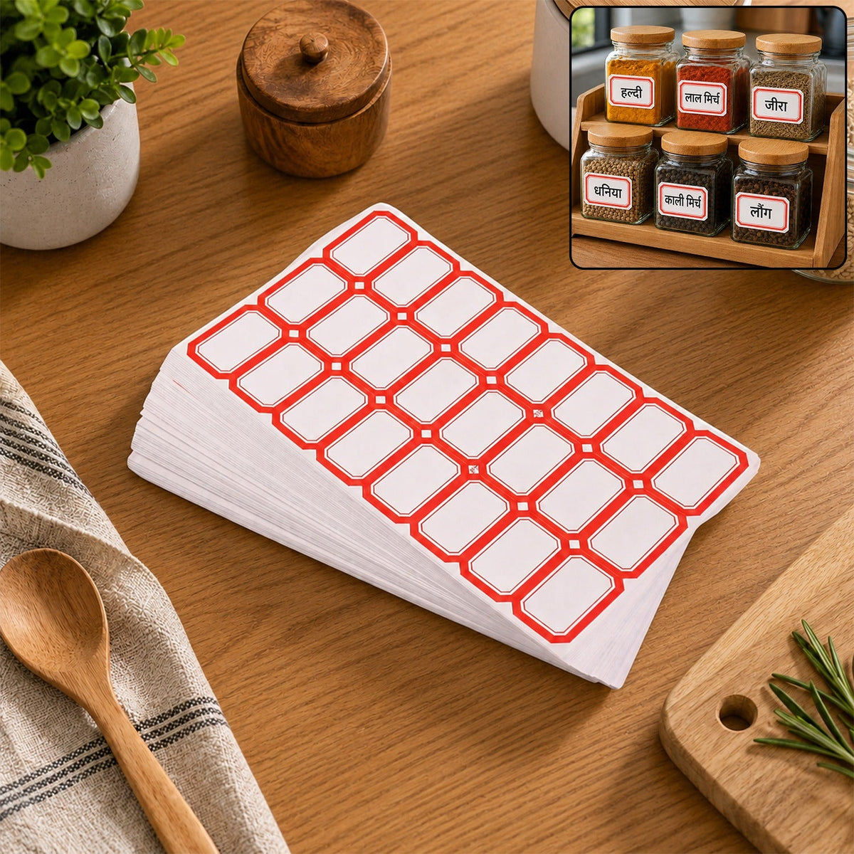 Spice Jar & Storage Container Labels – Writable Self-Adhesive Stickers (50-Pc Set)