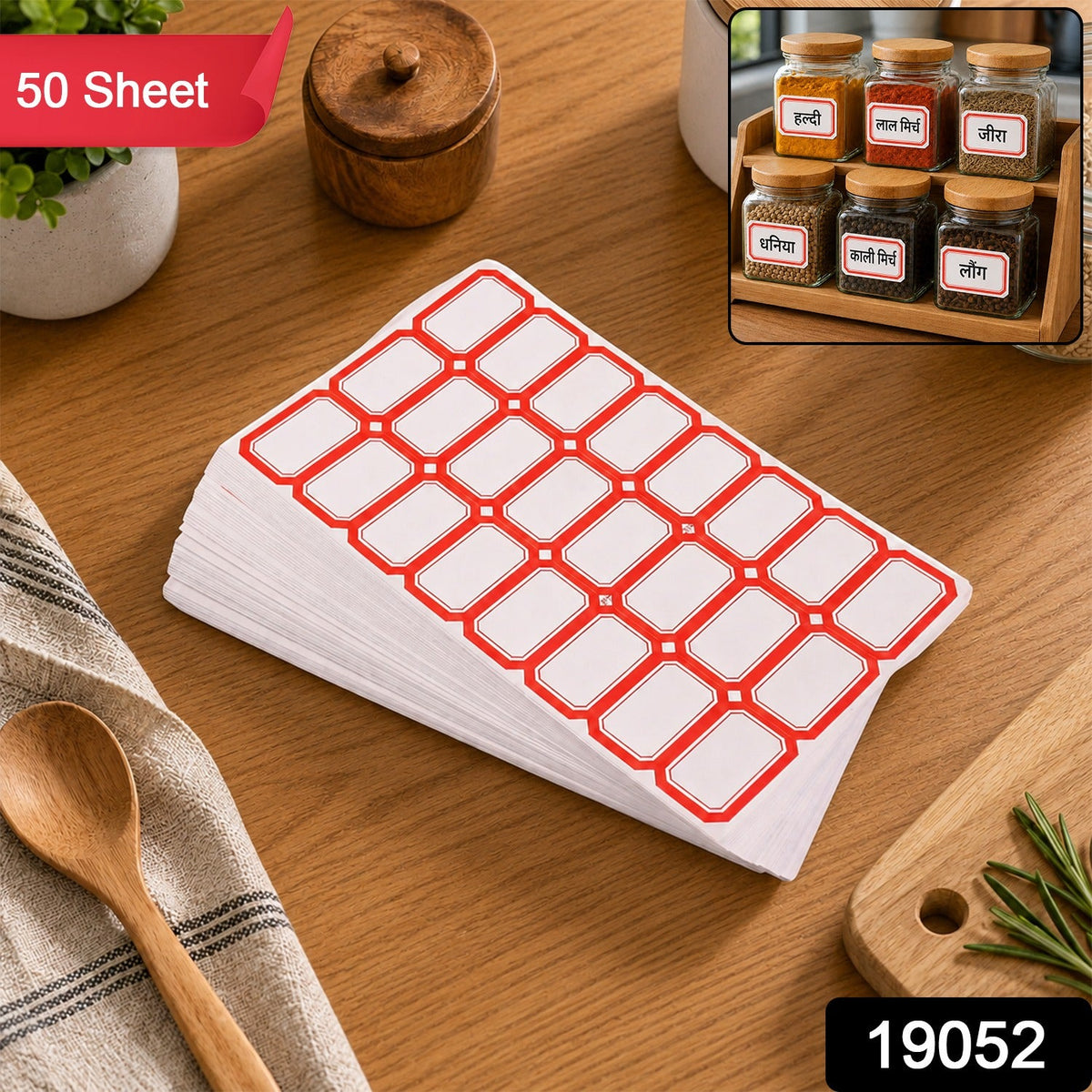 Spice Jar & Storage Container Labels – Writable Self-Adhesive Stickers (50-Pc Set)